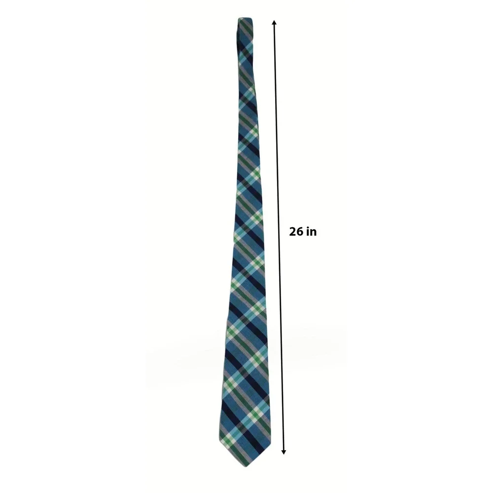 Old Navy Boys Blue Green Plaid Cotton Necktie XL 14-16